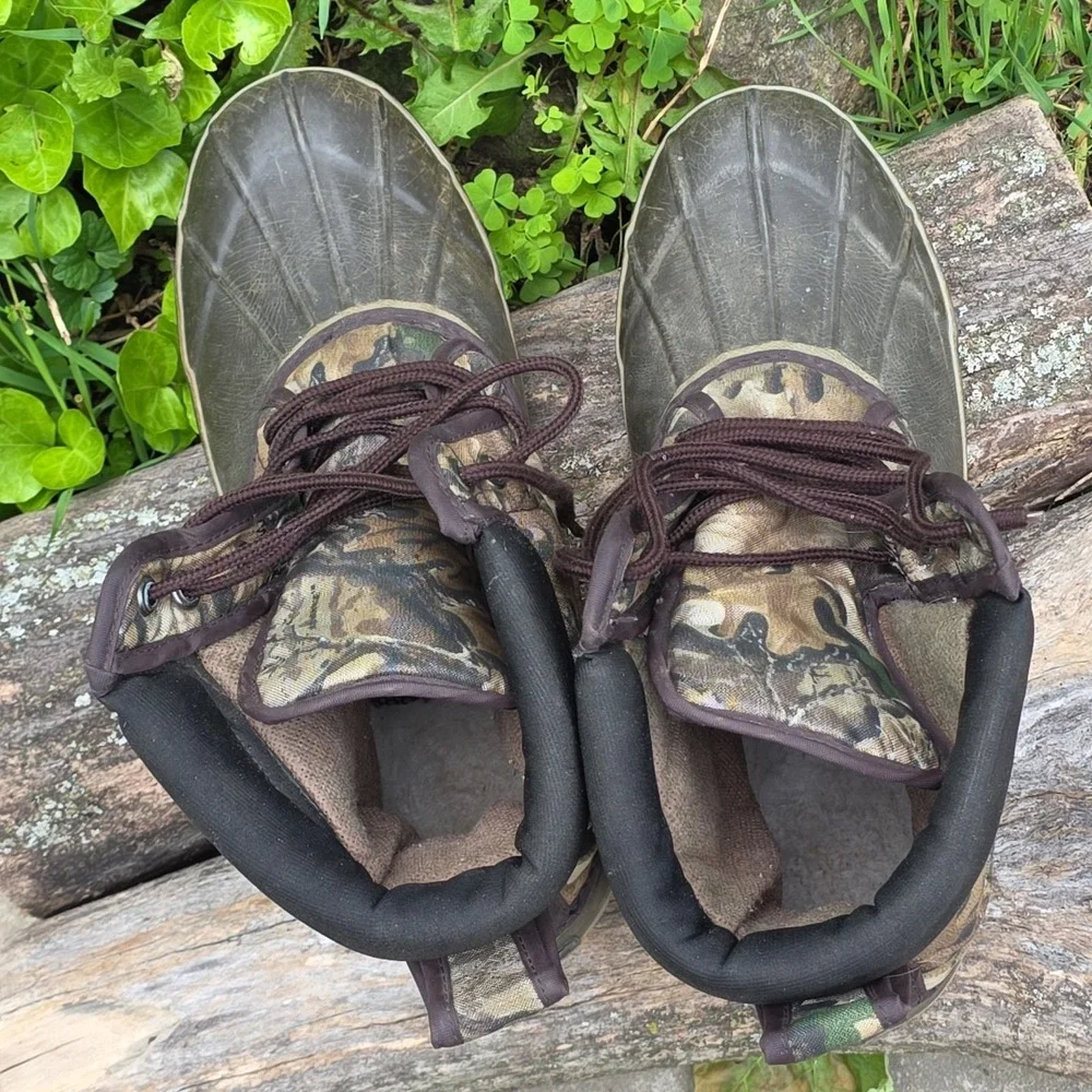 Vintage Canvas Camo Duck Boots‎ Lace Up Men's Size 13 (Fit On The Small Side)